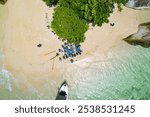 The view of a coastline with a beaitiful beach at belitong indonesia