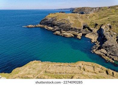 View of the coastline from Tintagel castle, Cornwall, England, United Kingdom - 12th of August 2022 - Shutterstock ID 2274090285