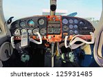 View of the cockpit of a small plane