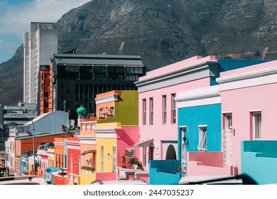 View of the colorful Bo-Kaap in Cape Town, South Africa. A popular daytime destination, hillside Bo-Kaap is known for its narrow cobbled streets lined with colorful houses - Powered by Shutterstock