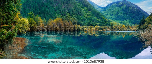 View Colorful Lake Jiuzhaigou National Park Stock Photo Edit Now