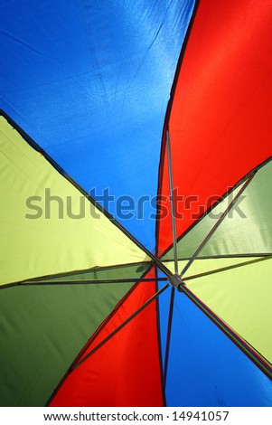 View Of A Colorful Umbrella From Below View Of A Colorful Umbrella From Below
