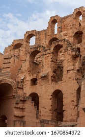 View Of The Colosseum Wall In El -Djem In Tunisia.