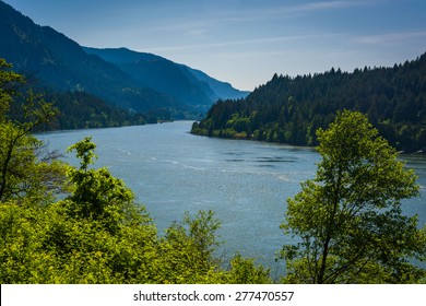 View Of The Columbia River, In Cascade Locks, Oregon.