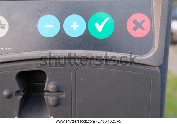 view of the\
components of a parking ticket\
machine