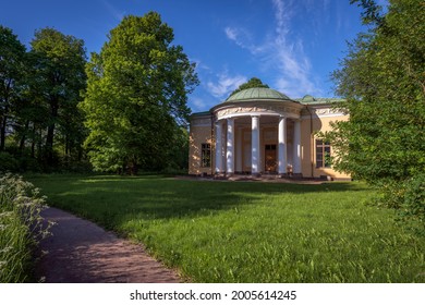 View of the Concert Hall pavilion in the Catherine Park of Tsarskoye Selo on a sunny summer day. Pushkin, St. Petersburg. Russia.