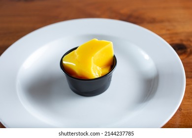 A View Of A Condiment Cup Of Egg Pudding.