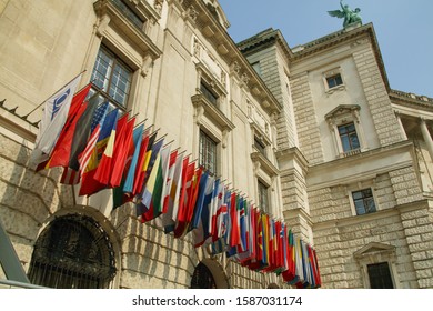 View Of Congress Center And International Flags, Hofburg, Vienna, Austria