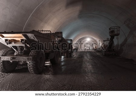 view of construction machinery while digging a tunnel under the city