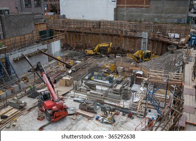 View of a construction site in New York City, USA.