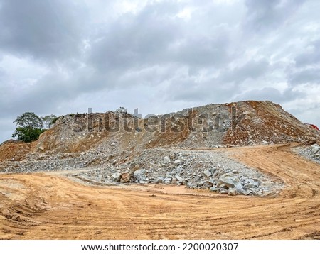 A view at constuction site during the earthwork phase. Works carried out before building construction starts.