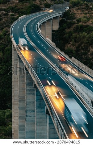 View of a controlled-access highway constructed on a bridge