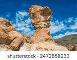 View of the Copa del Mondo rock (World Cup rock) formation at the Valle de Rocas (Valley of Rocks) in Eduardo Avaroa Andean Fauna National Reserve - Bolivia