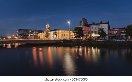 A View Of Cork City Hall At Night. Cork, Ireland.