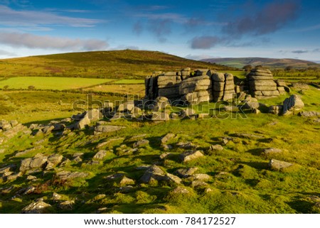 View of Corndon tor from Sharp tor Dartmoor, Uk