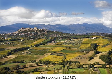 View of country Bucchianico and cultivated hills surrounding