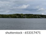 View of cove from Winslow Park, Maine, Casco Castle in the distance
