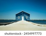 A view of the Crawley Edge Boatshed also known as the Blue Boat House on the Swan River in Matilda Bay, Crawley, Perth, Western Australia