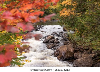 View of the Croches waterfall in Mont Tremblant National Park. Indian Summer. Quebec. Canada