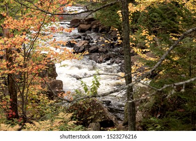 View of the Croches waterfall in Mont Tremblant National Park. Indian Summer. Quebec. Canada