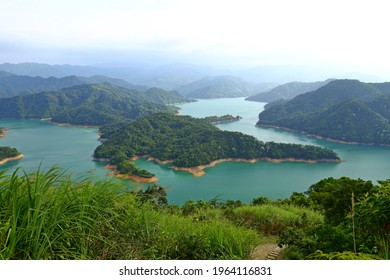 View from Crocodile Island Observation Deck at Feitsui Reservoir in Shiding District, New Taipei, Taiwan.