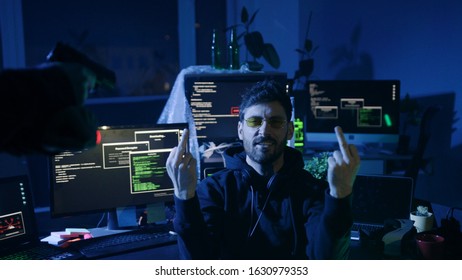 Startled Computer Hacker Caught Arrested Breaking Stock Photo ...