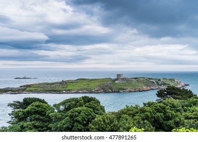 The view of Dalkey Island from Sorrento park in Dublin, Ireland