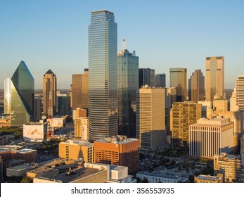 View Of Dallas Downtown From Observation Deck On Reunion Tower