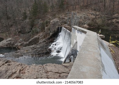 View Of A Dam And Buttermilk Falls At Washington Valley Park In Bridgewater Township, New Jersey