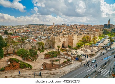 View to Damascus Gate and old Jerusalem City
