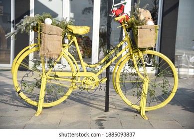 yellow bike basket