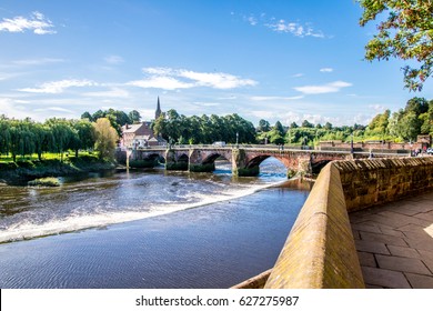 The view of Dee river and Old Dee Bridge taken from the old town