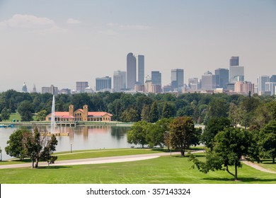 View Of The Denver Skyline Across Green Park