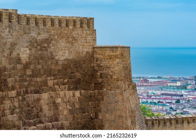view of Derbent and the Caspian Sea from the walls of the Naryn-Kala citadel