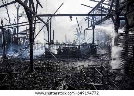 view of a deserted run down building after a fire