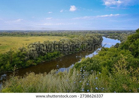 View of the Desna River from the observation deck in Trubchevsk, Bryansk region of Russia