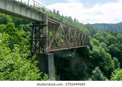 View of the Devil's Bridge on Sakhalin Island, which was built by the Japanese in the 1930s.