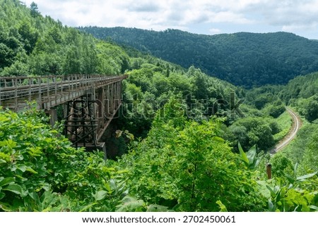 View of the Devil's Bridge on Sakhalin Island, which was built by the Japanese in the 1930s.