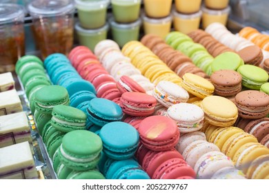 A View Of A Display Of Macaron Cookies.