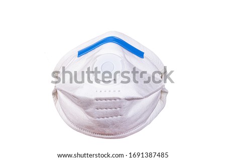 View of Disposable Respirator Mask FFP3 FFP2, respiratory protection against Covid-19, particles, mists, odors, acid gases. Fine dust medical mask FFP 3 with breathing valve Stock photo © 