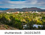 View of distant mountains and Riverside, from Mount Rubidoux Park, in Riverside, California.