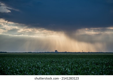 A view of a distant storm on the horizon in the Vojvodina plain, Serbia - Shutterstock ID 2141283123