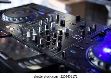 A View Of DJ Turntable Equipment. 