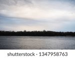 View of the Dnieper River, Background with Cloudy Sky