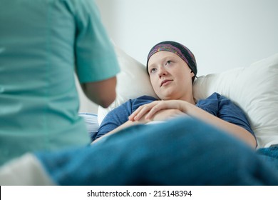 View Of Doctor And Patient With Cancer