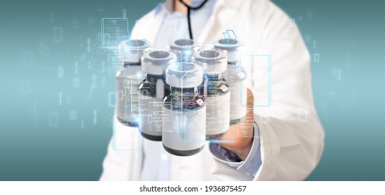 View of a Doctor touching a vaccine concept - 3d rendering - Shutterstock ID 1936875457