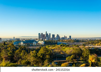 View Of Dodger Stadium And Downtown Los Angeles From Elysian Park