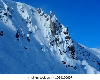 View At Double Black Diamond Run At Lake Louise Ski Slope, Canadian Rockies