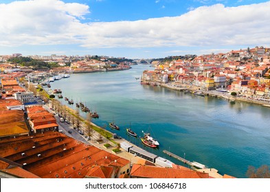 view of Douro river at Porto, Portugal