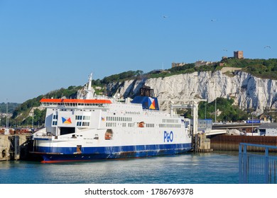 View Of Dover Castle And The P&O Ferry, July 21, UK 2020